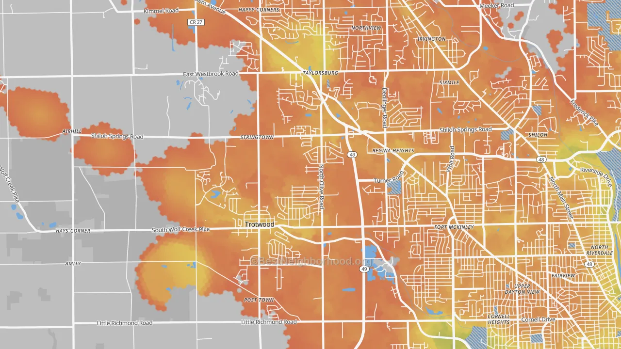 Bike Grade map of 45426, OH