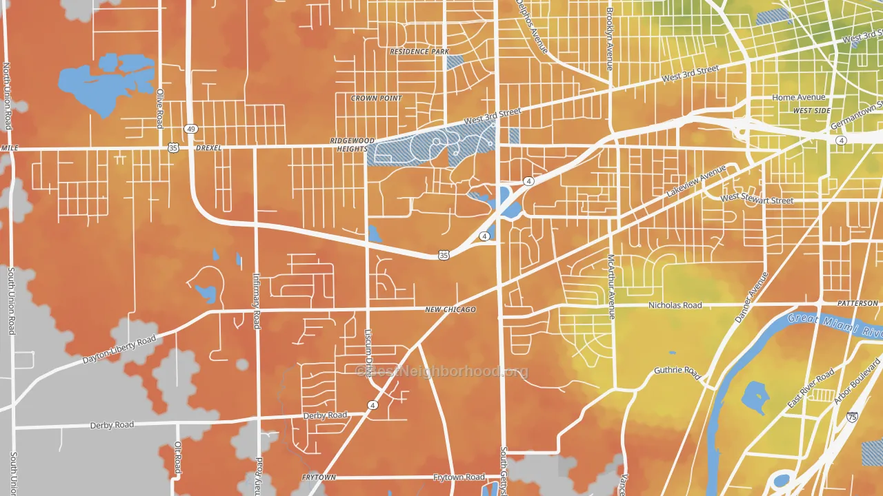 Bike Grade map of 45428, OH