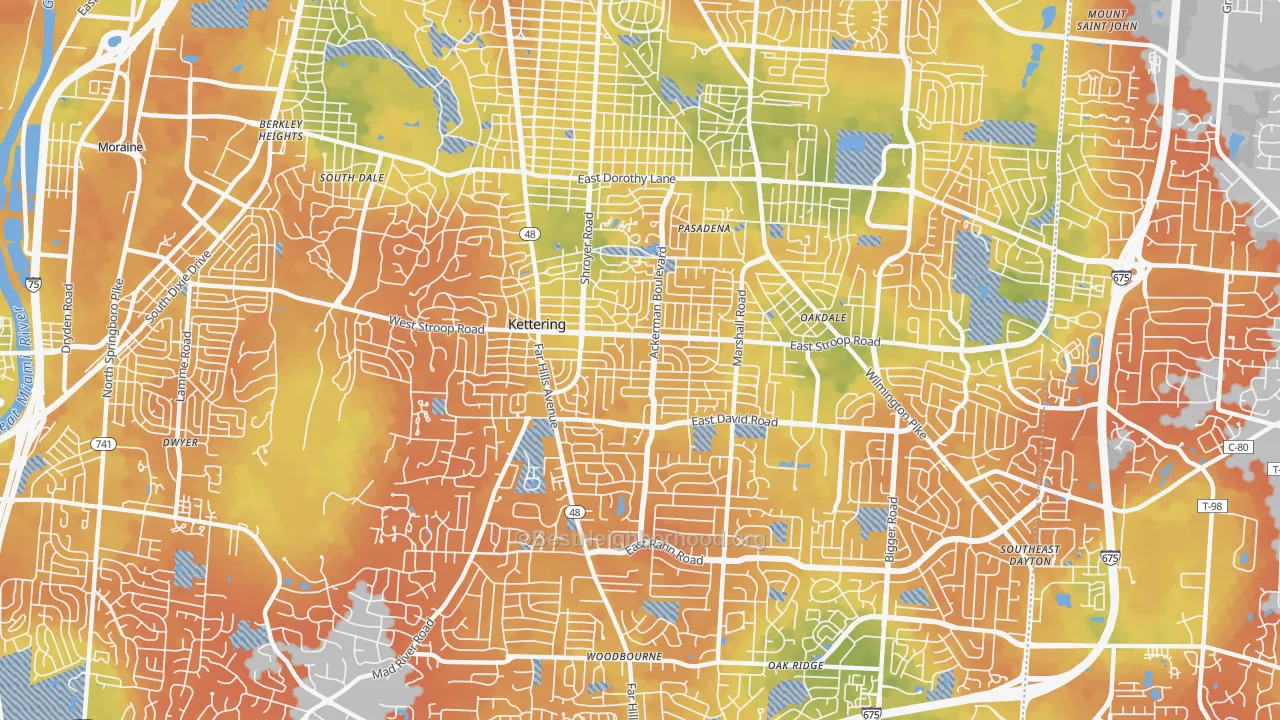Bike Grade map of 45429, OH