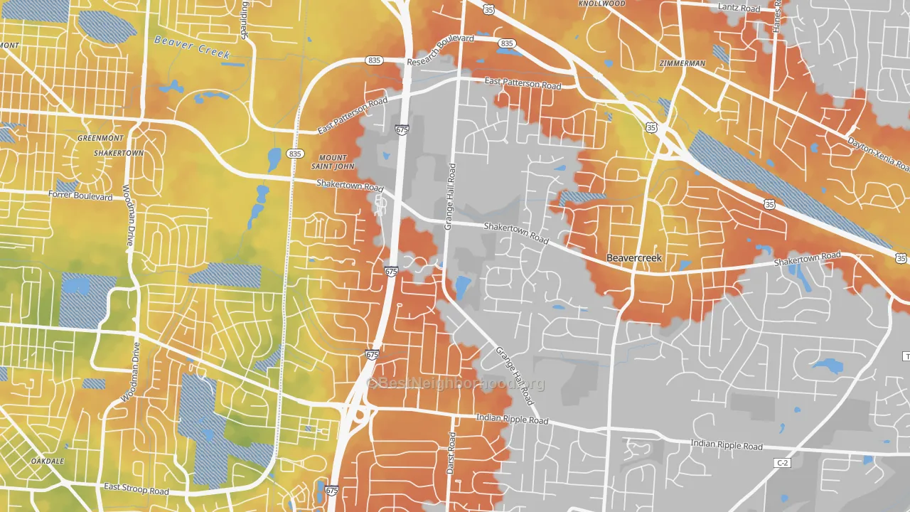 Bike Grade map of 45430, OH