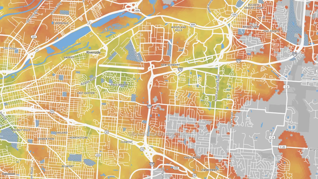 Bike Grade map of 45431, OH