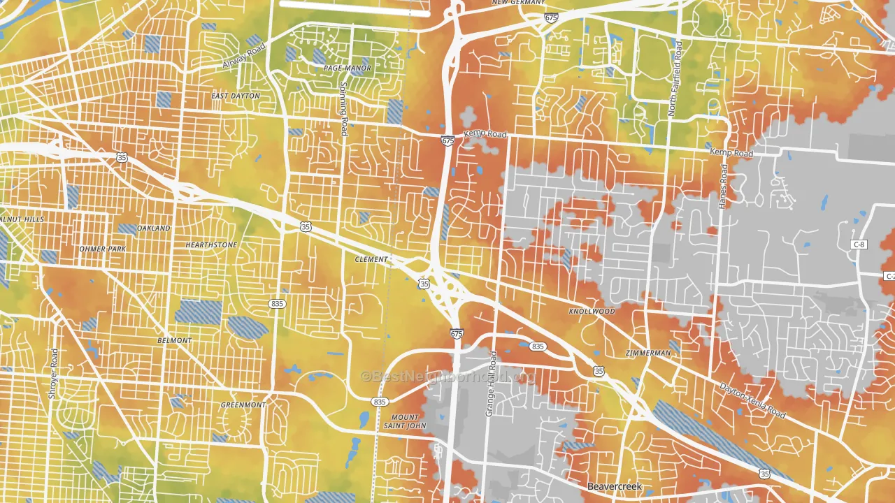 Bike Grade map of 45432, OH
