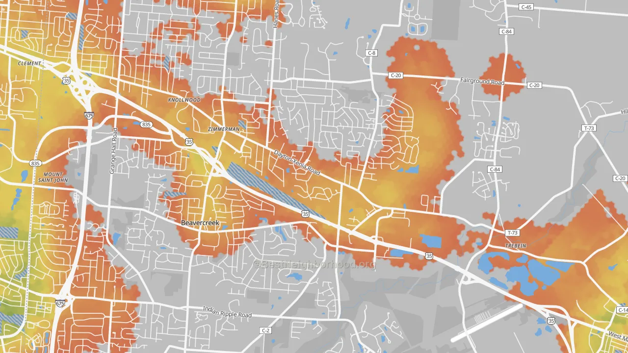 Bike Grade map of 45434, OH