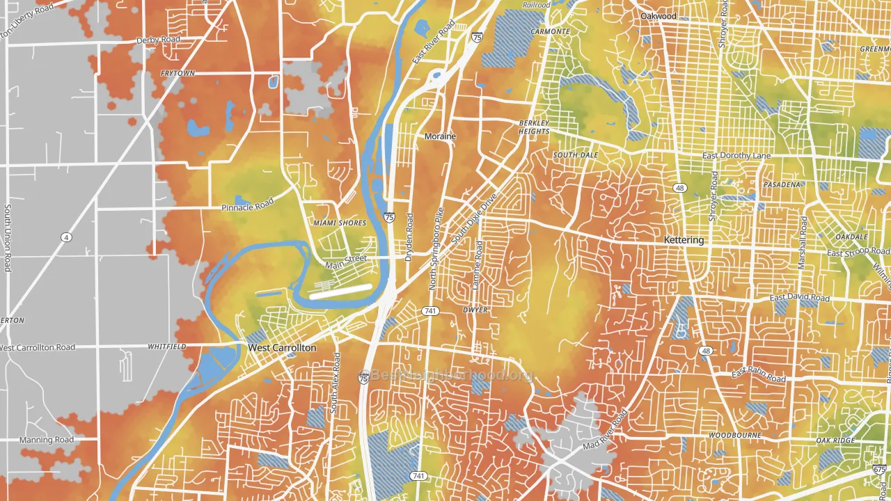 Bike Grade map of 45439, OH