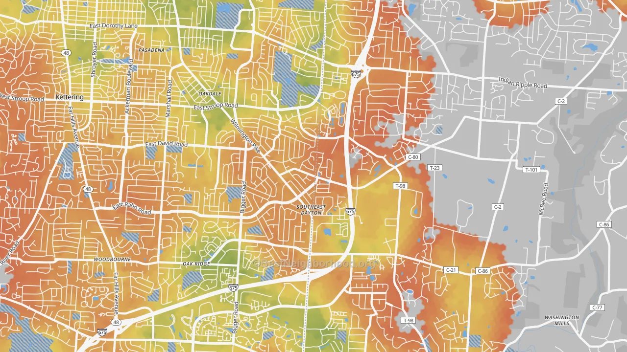 Bike Grade map of 45440, OH