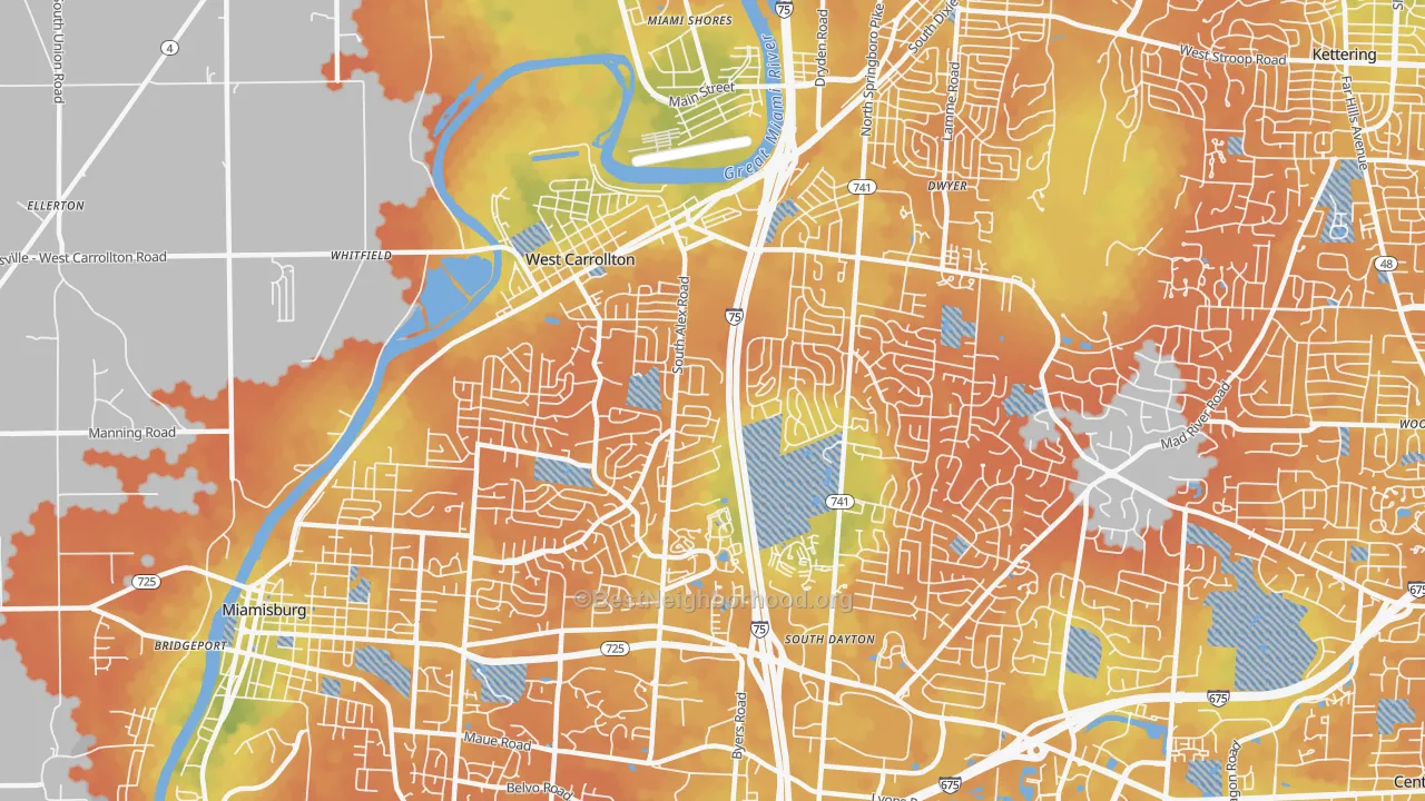 Bike Grade map of 45449, OH