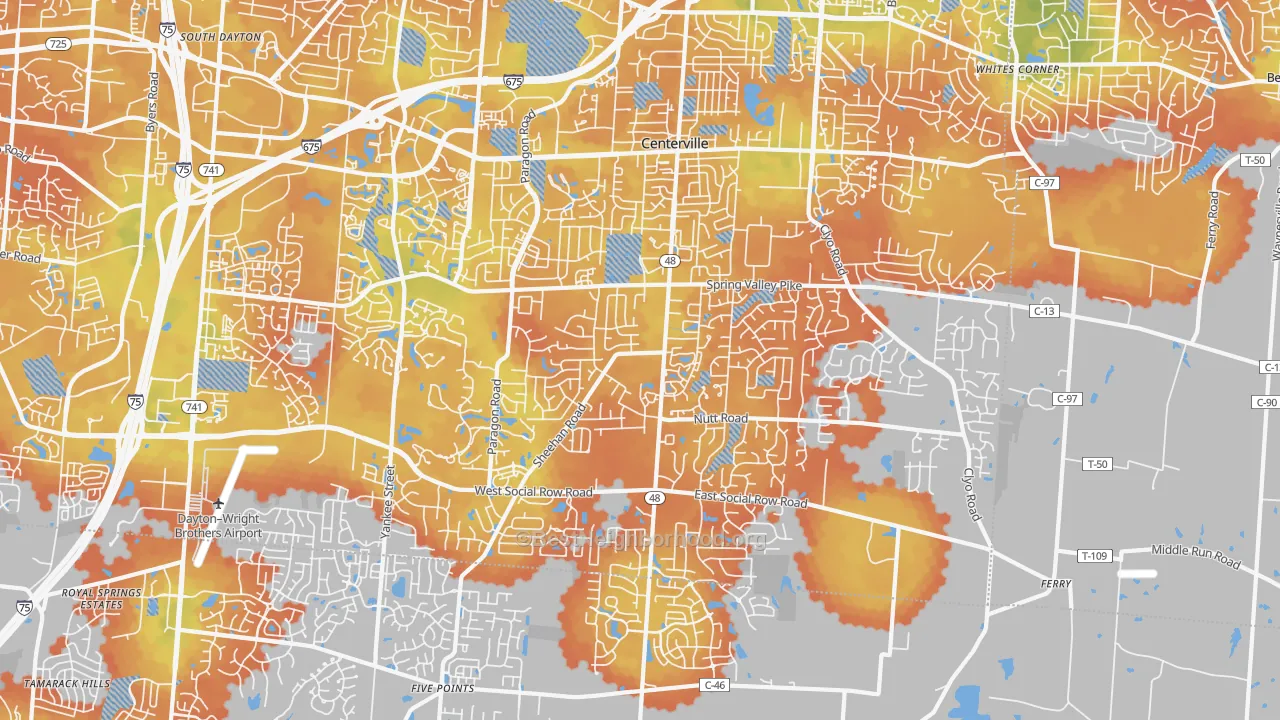 Bike Grade map of 45458, OH