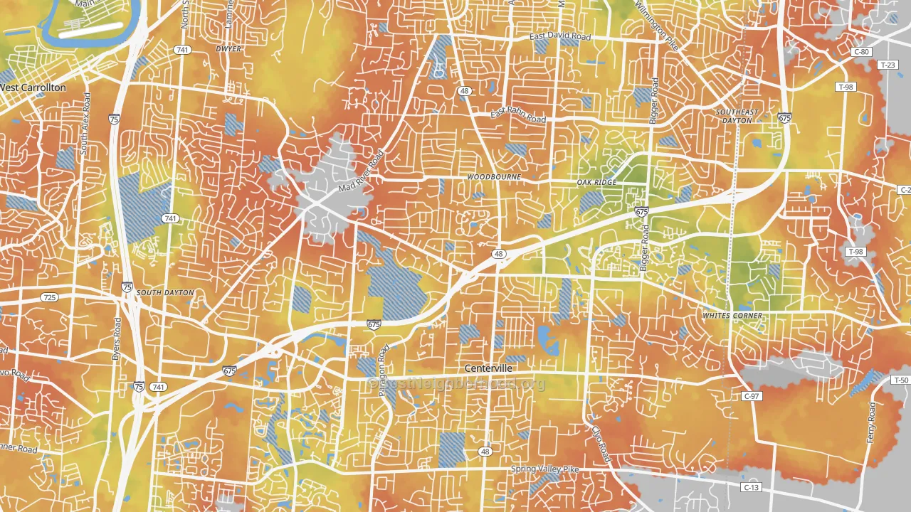 Bike Grade map of 45459, OH
