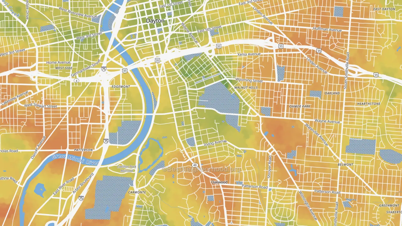 Bike Grade map of 45469, OH