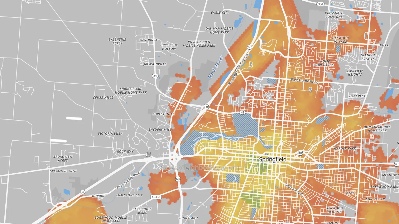 Bike Grade map of 45504, OH