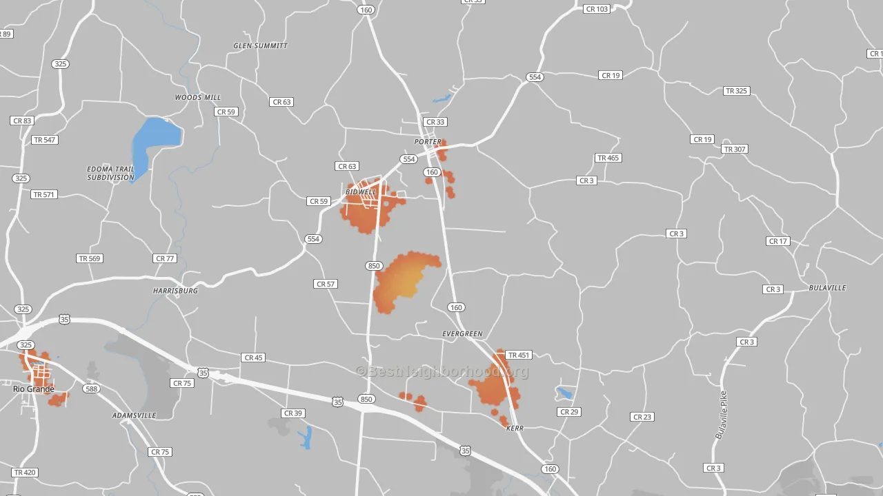 Bike Grade map of 45614, OH