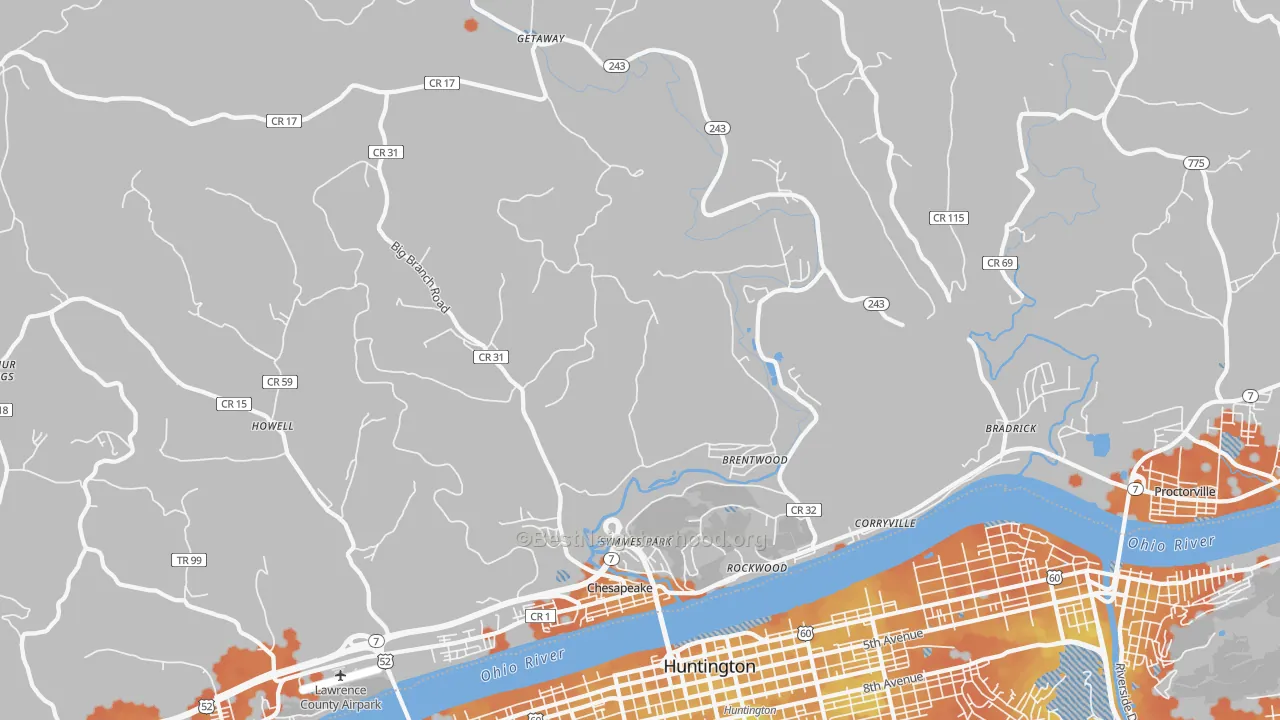 Bike Grade map of 45619, OH