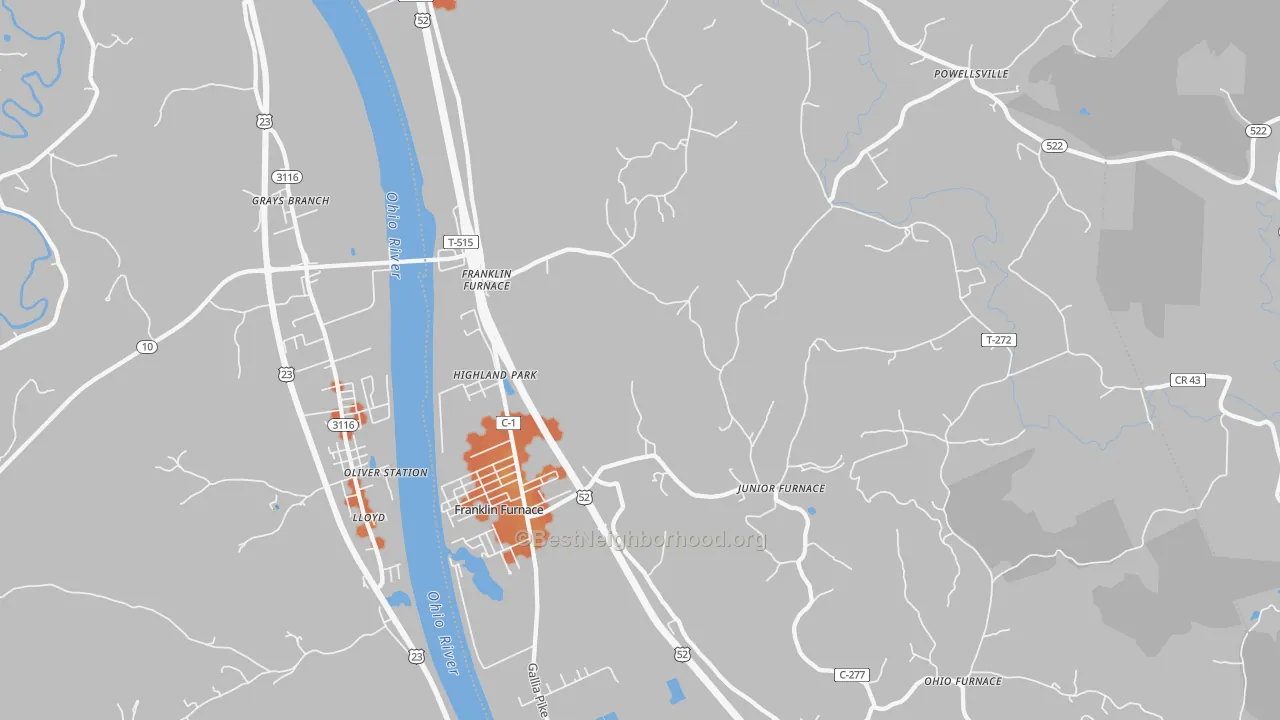Bike Grade map of 45629, OH
