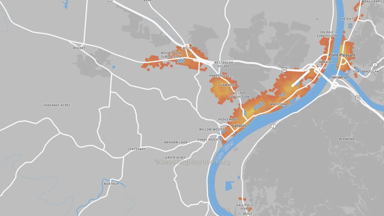 Bike Grade map of 45631, OH