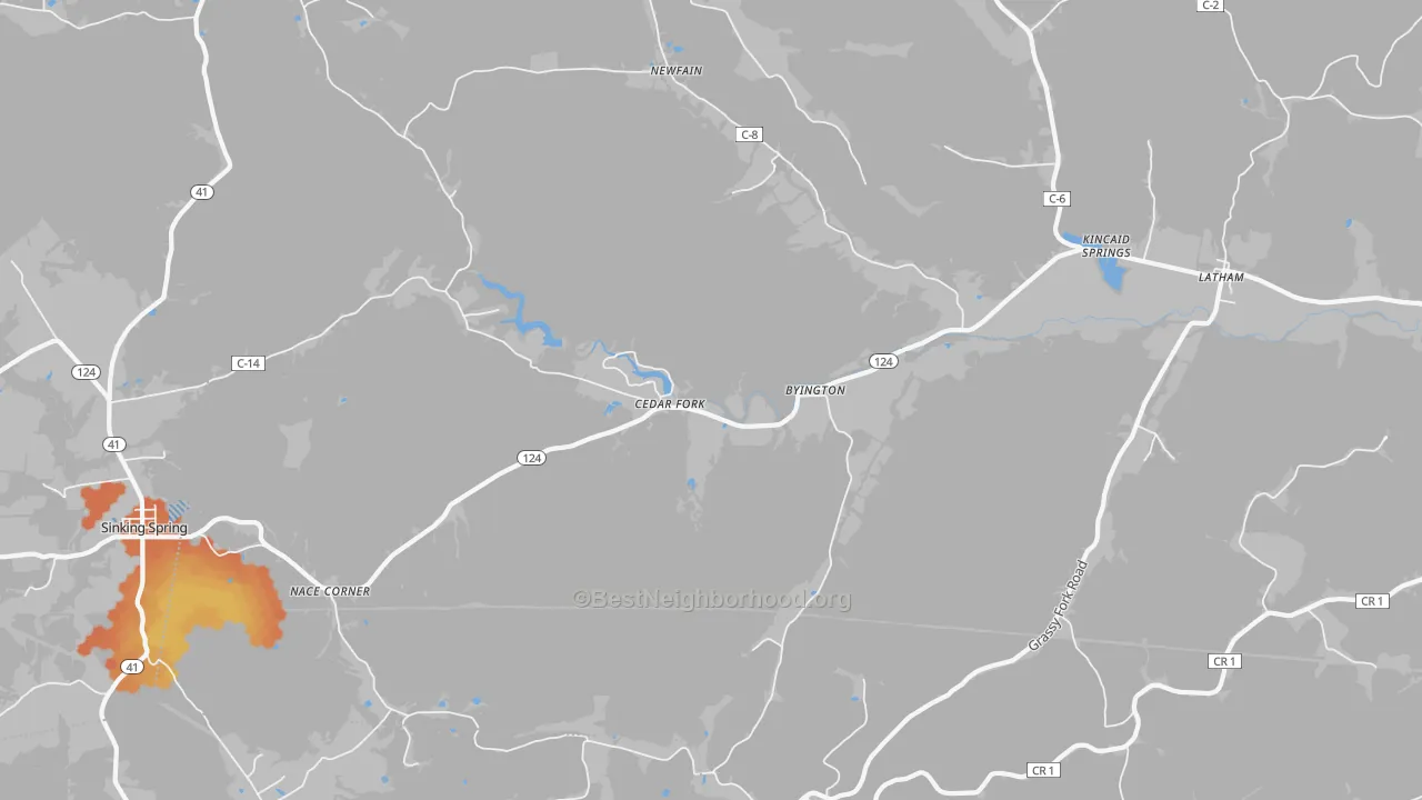Bike Grade map of 45646, OH