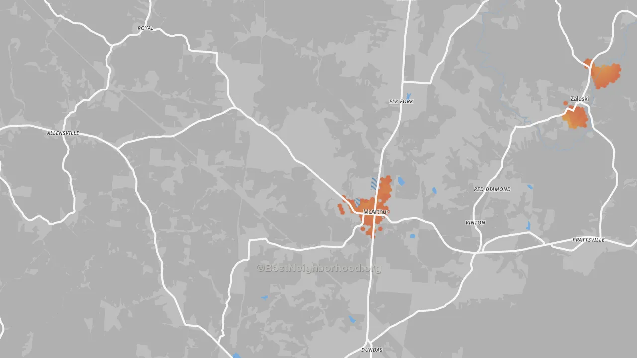 Bike Grade map of 45651, OH