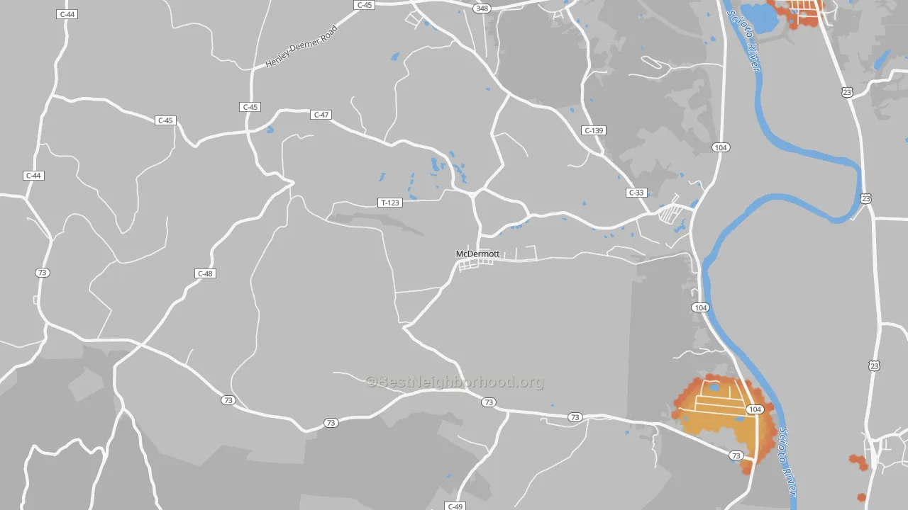 Bike Grade map of 45652, OH