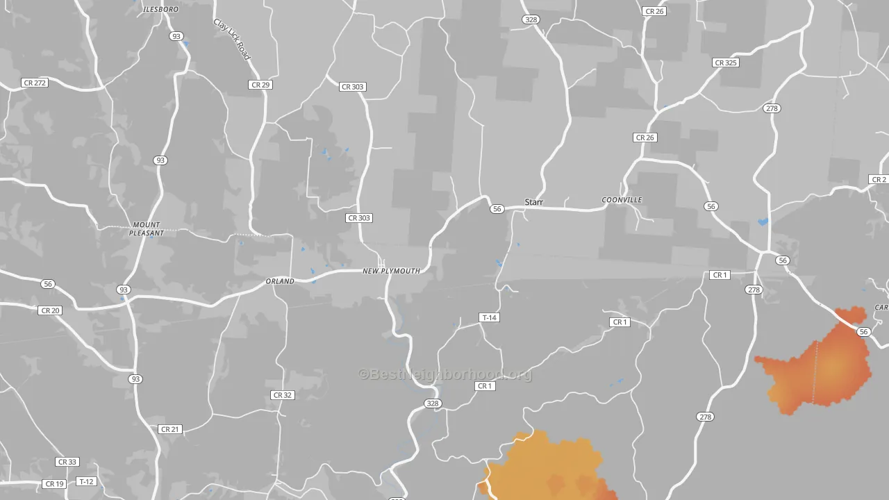 Bike Grade map of 45654, OH