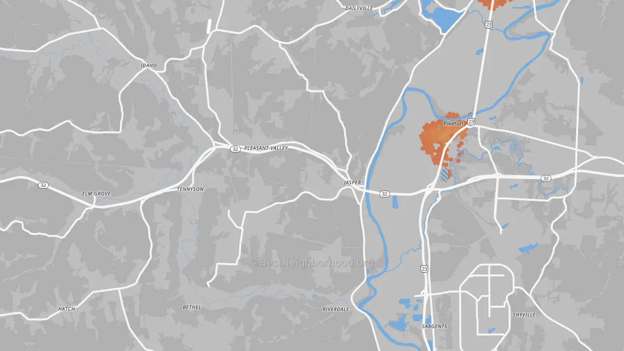 Bike Grade map of 45661, OH