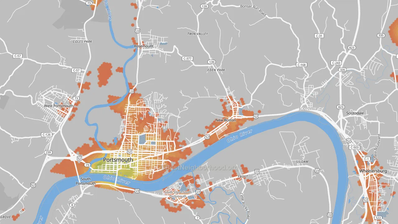 Bike Grade map of 45662, OH