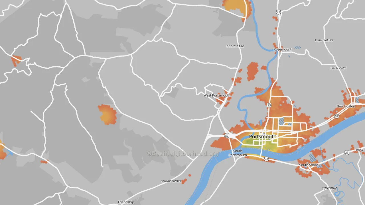Bike Grade map of 45663, OH