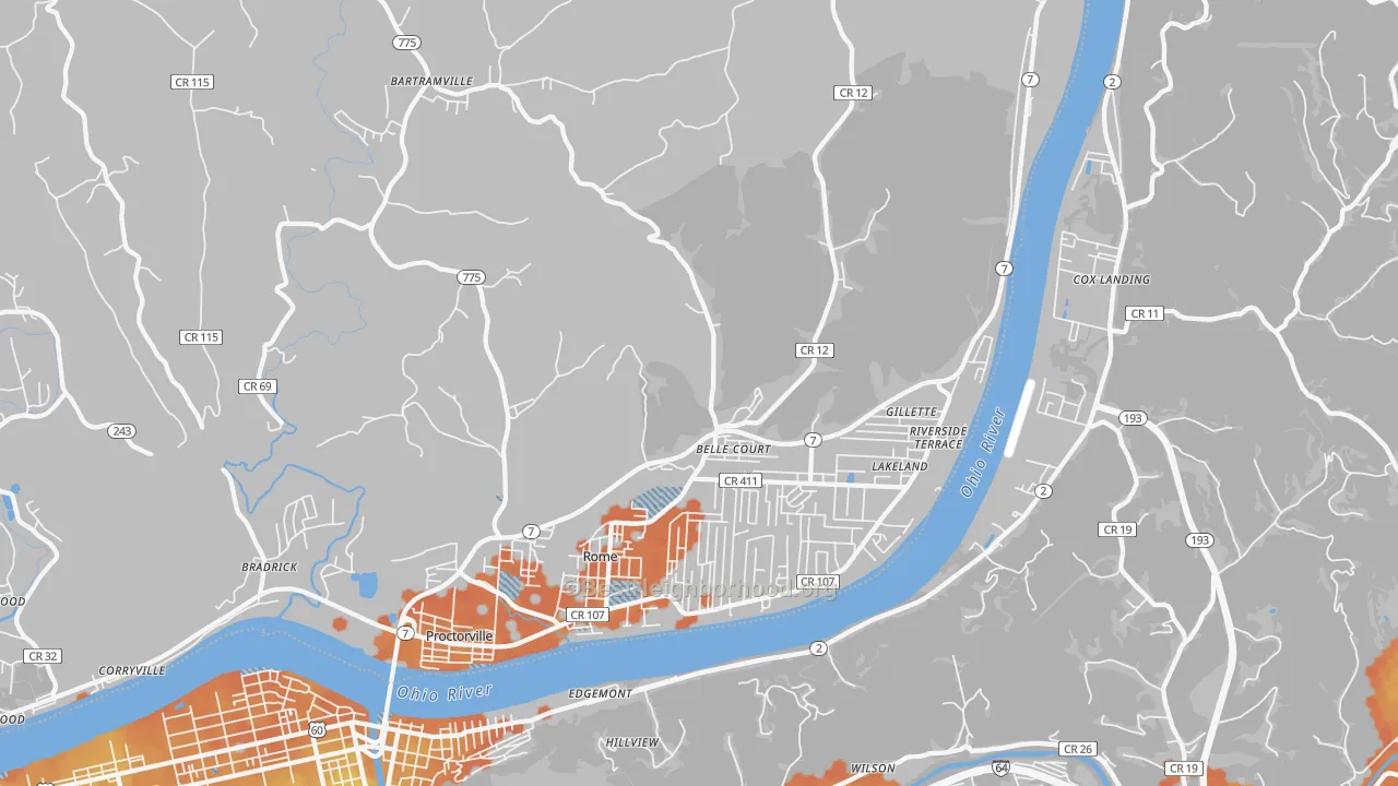 Bike Grade map of 45669, OH