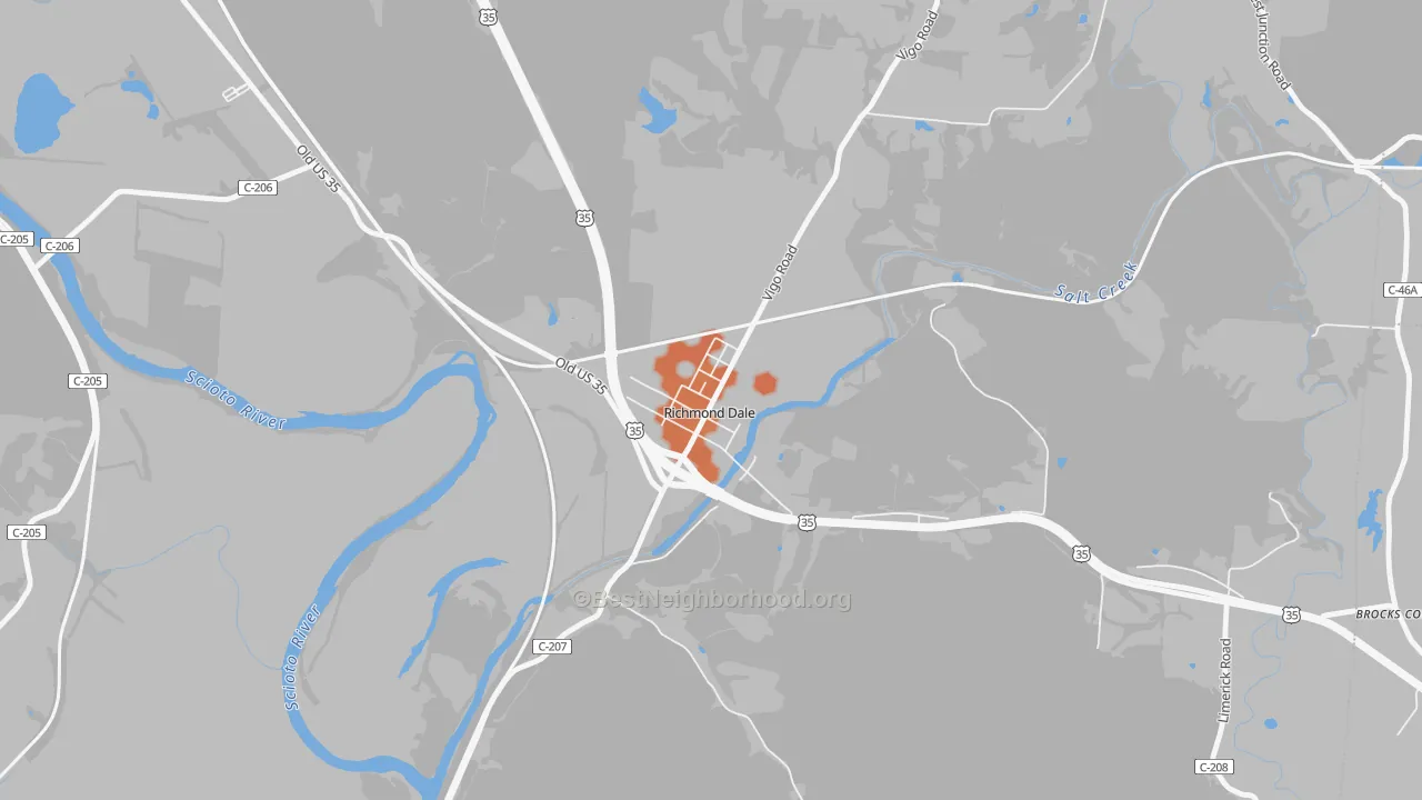 Bike Grade map of 45673, OH
