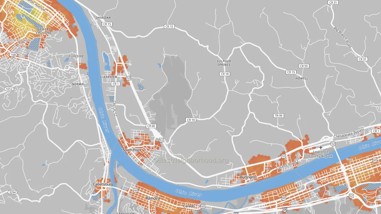 Bike Grade map of 45680, OH