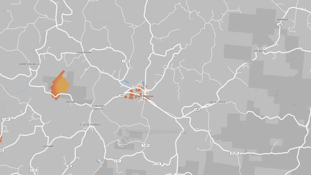 Bike Grade map of 45682, OH