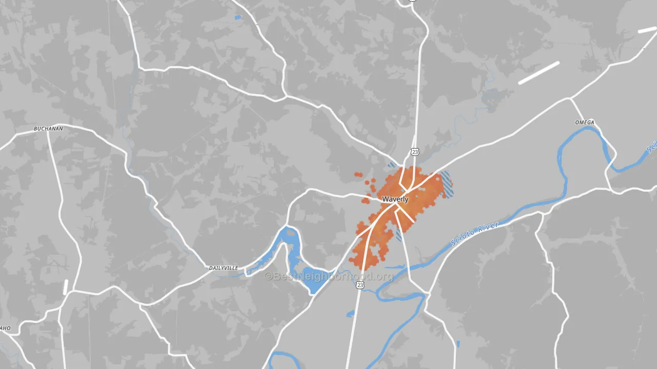 Bike Grade map of 45690, OH