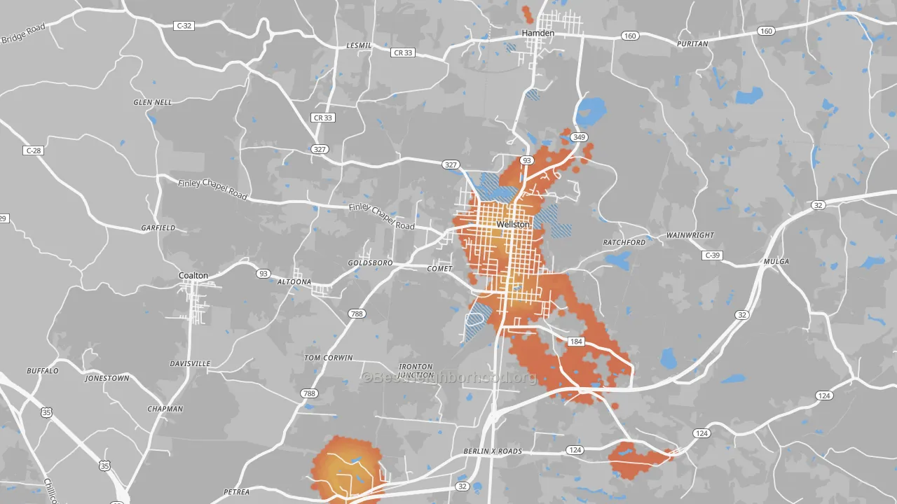 Bike Grade map of 45692, OH