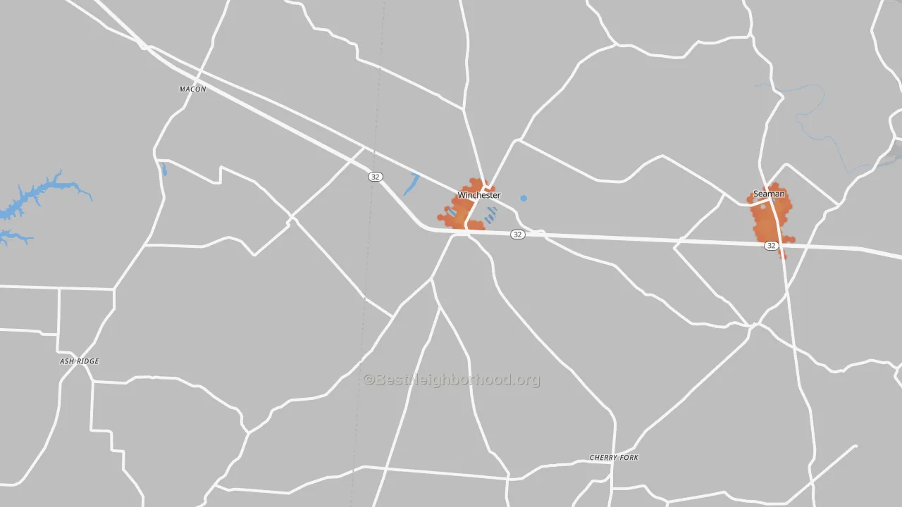 Bike Grade map of 45697, OH