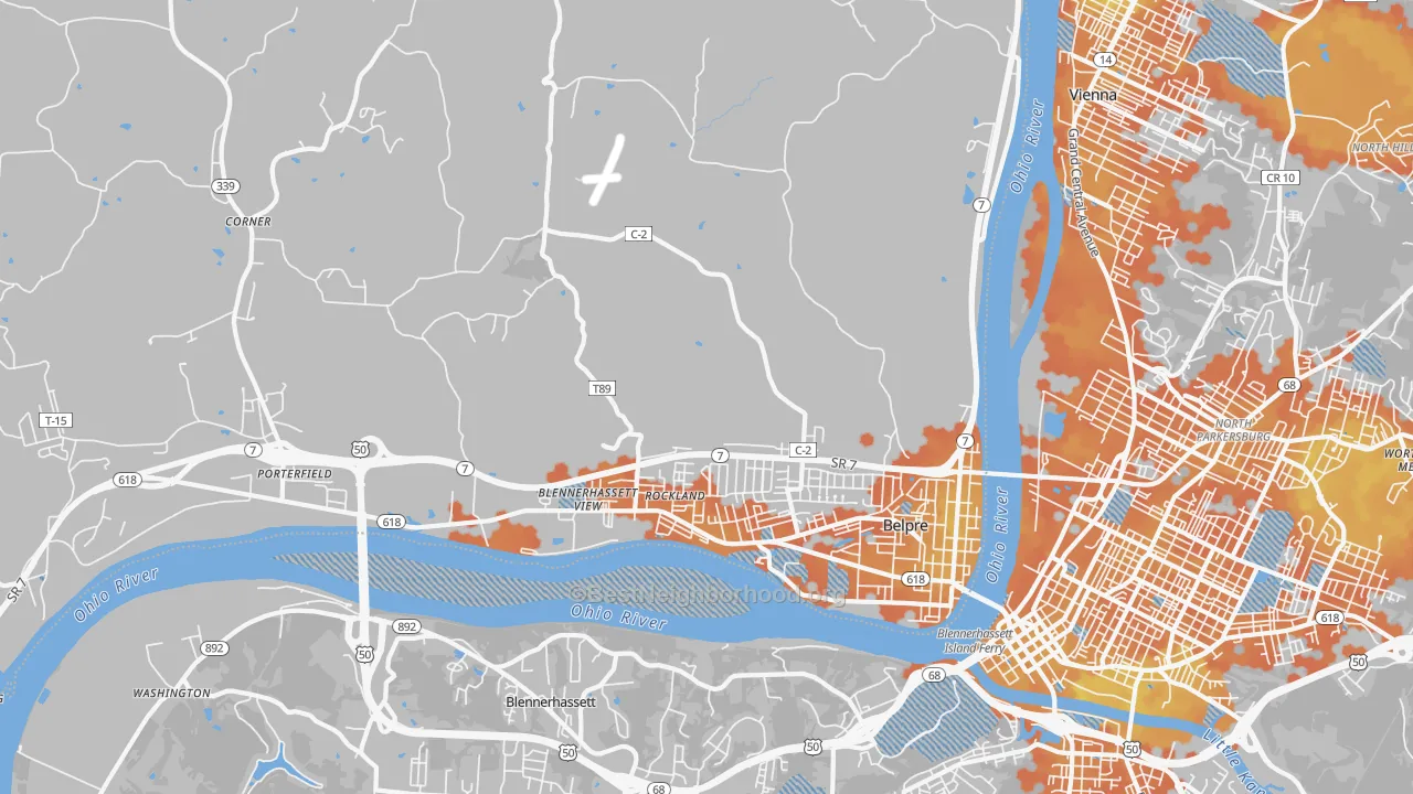Bike Grade map of 45714, OH