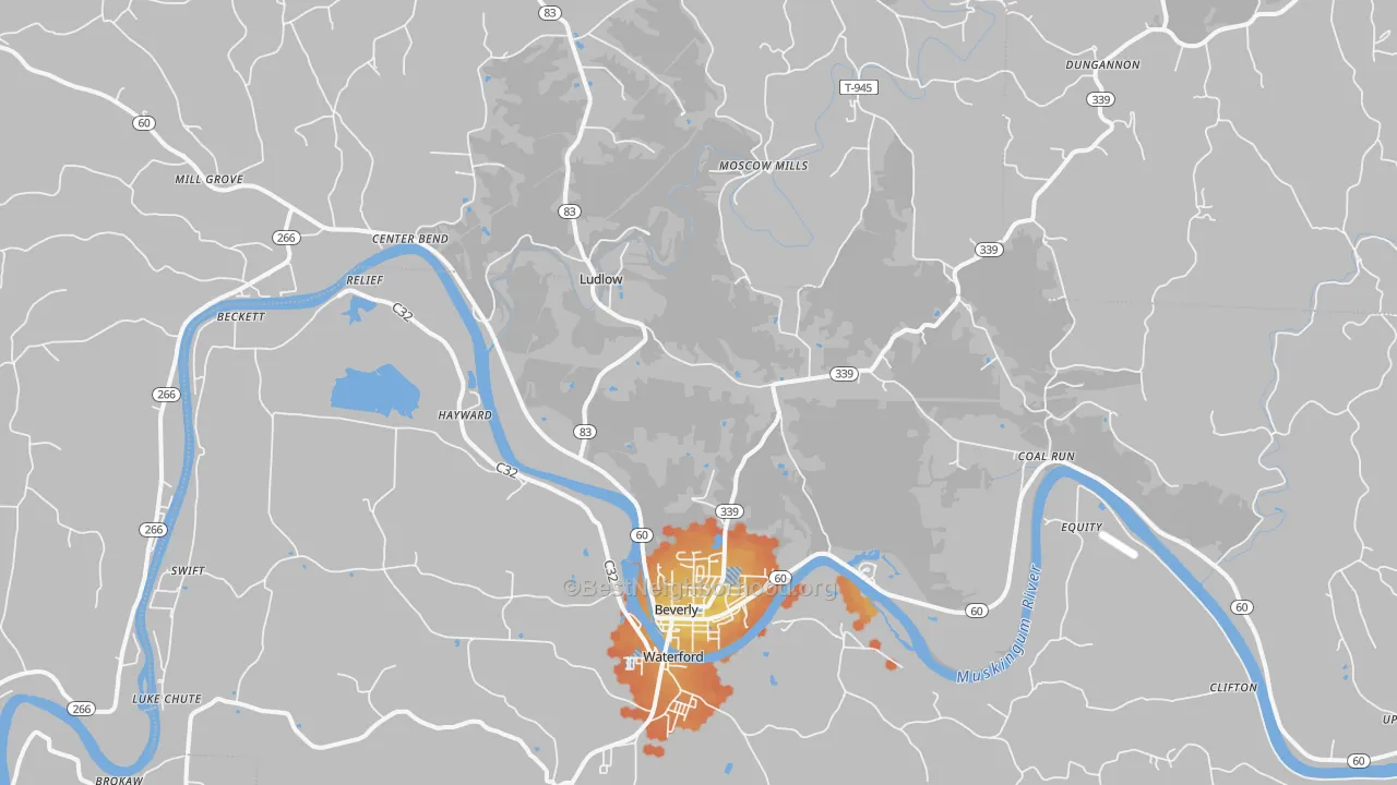 Bike Grade map of 45715, OH