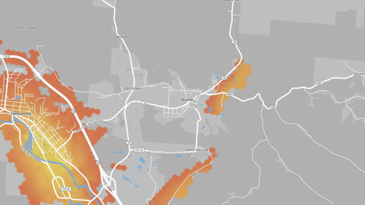 Bike Grade map of 45716, OH