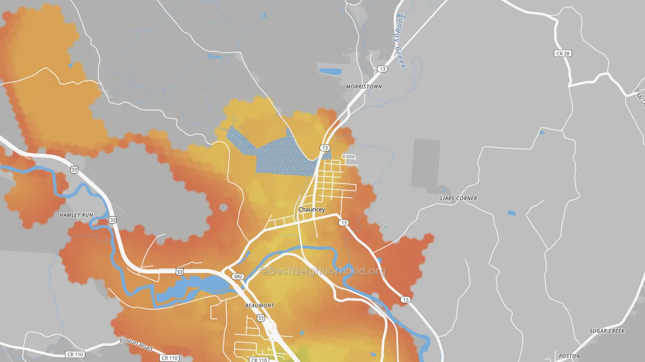Bike Grade map of 45719, OH