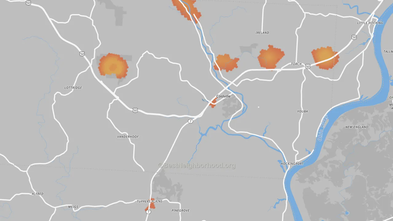 Bike Grade map of 45723, OH