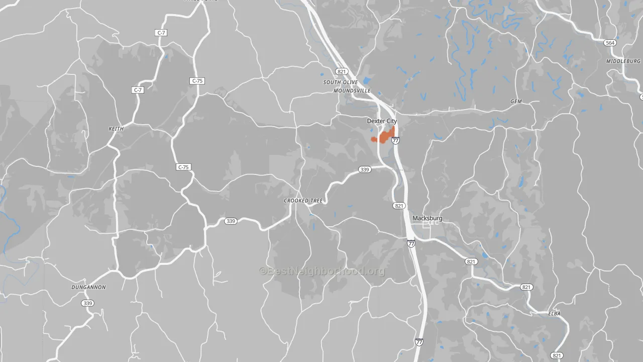 Bike Grade map of 45727, OH