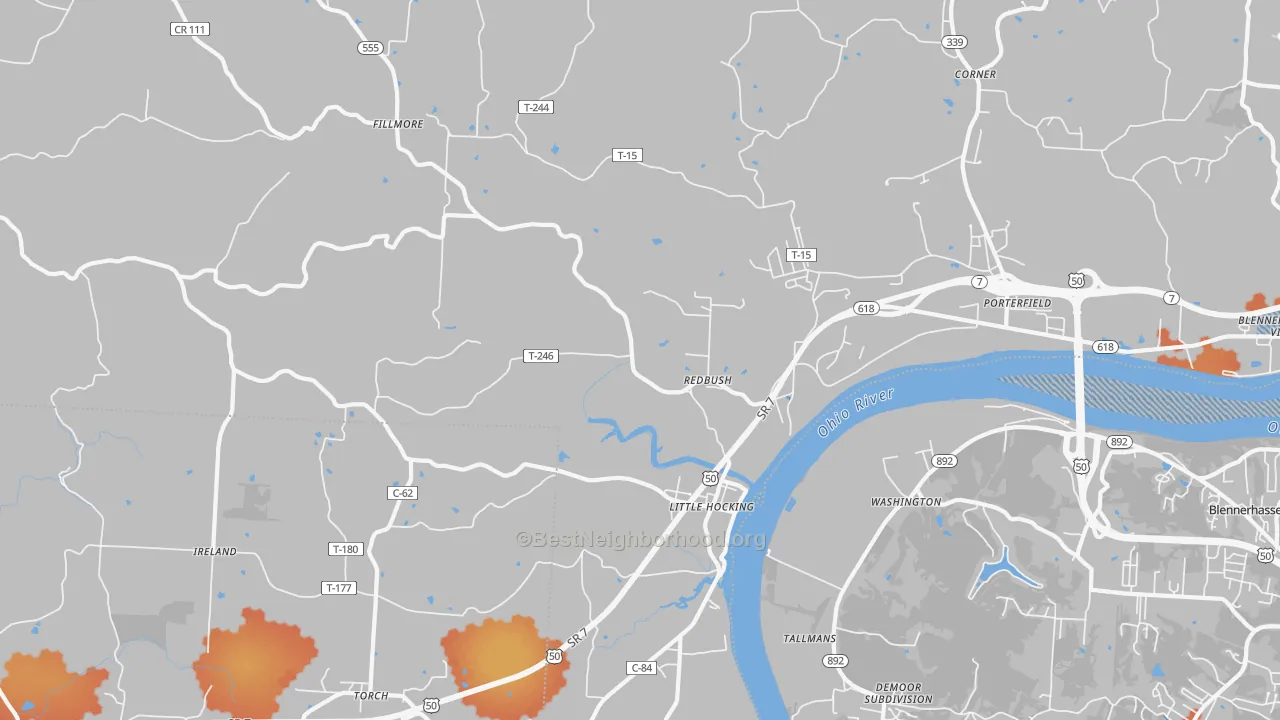 Bike Grade map of 45742, OH