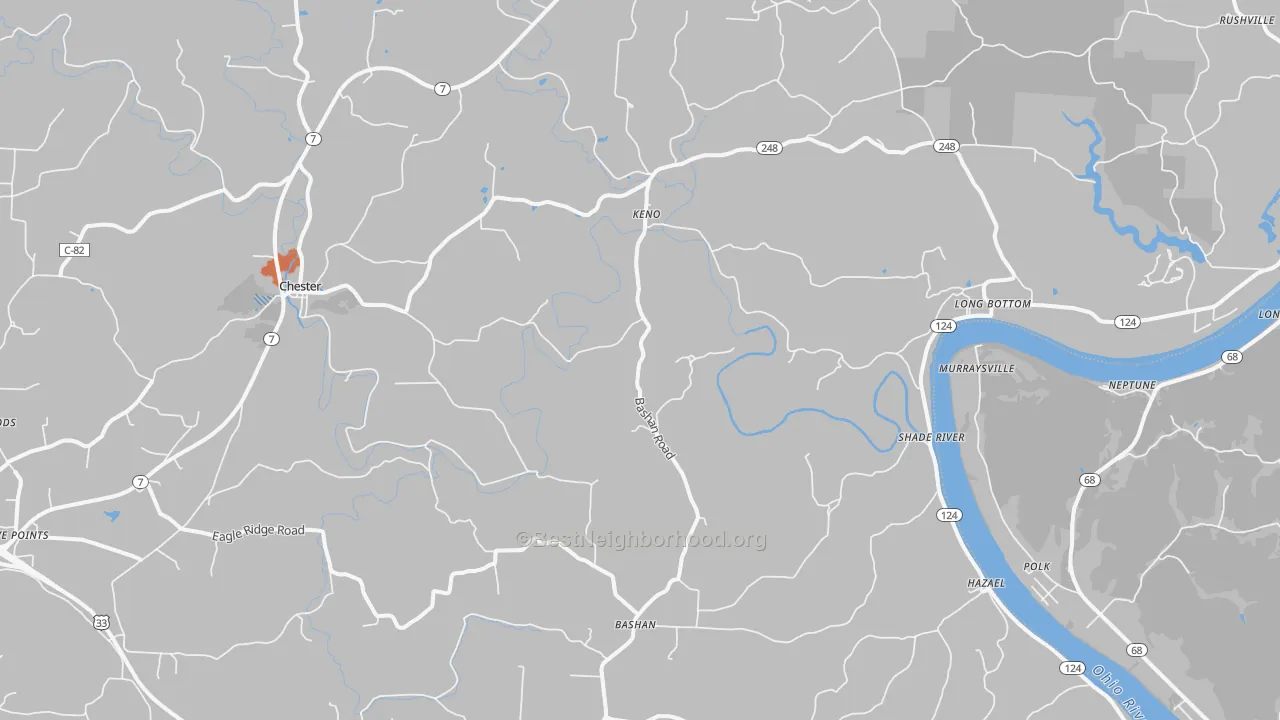 Bike Grade map of 45743, OH