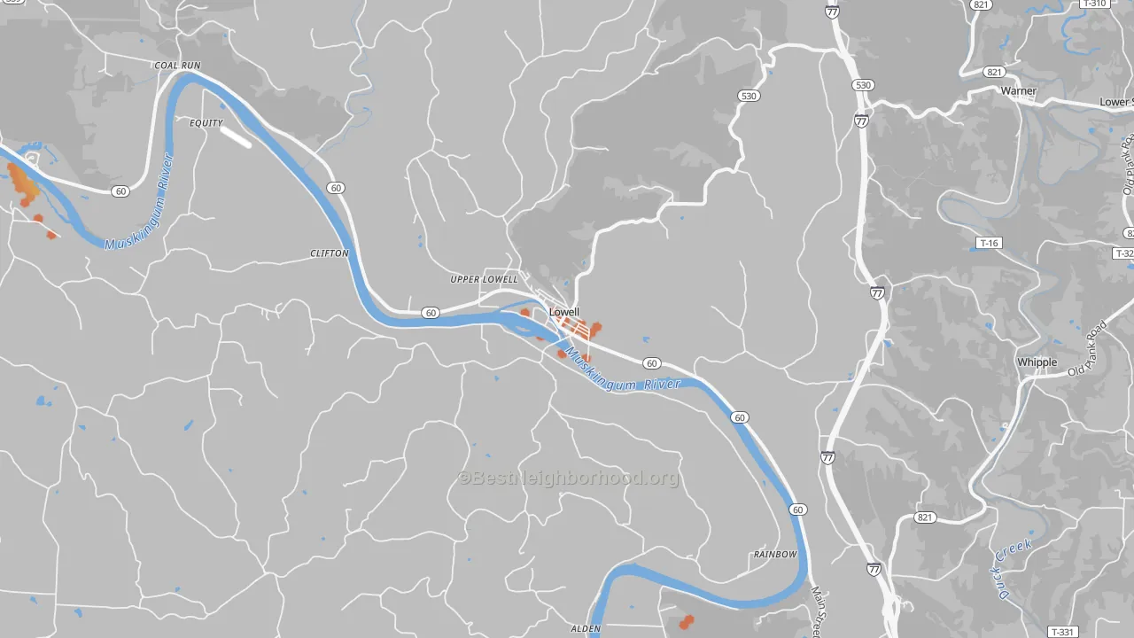 Bike Grade map of 45744, OH