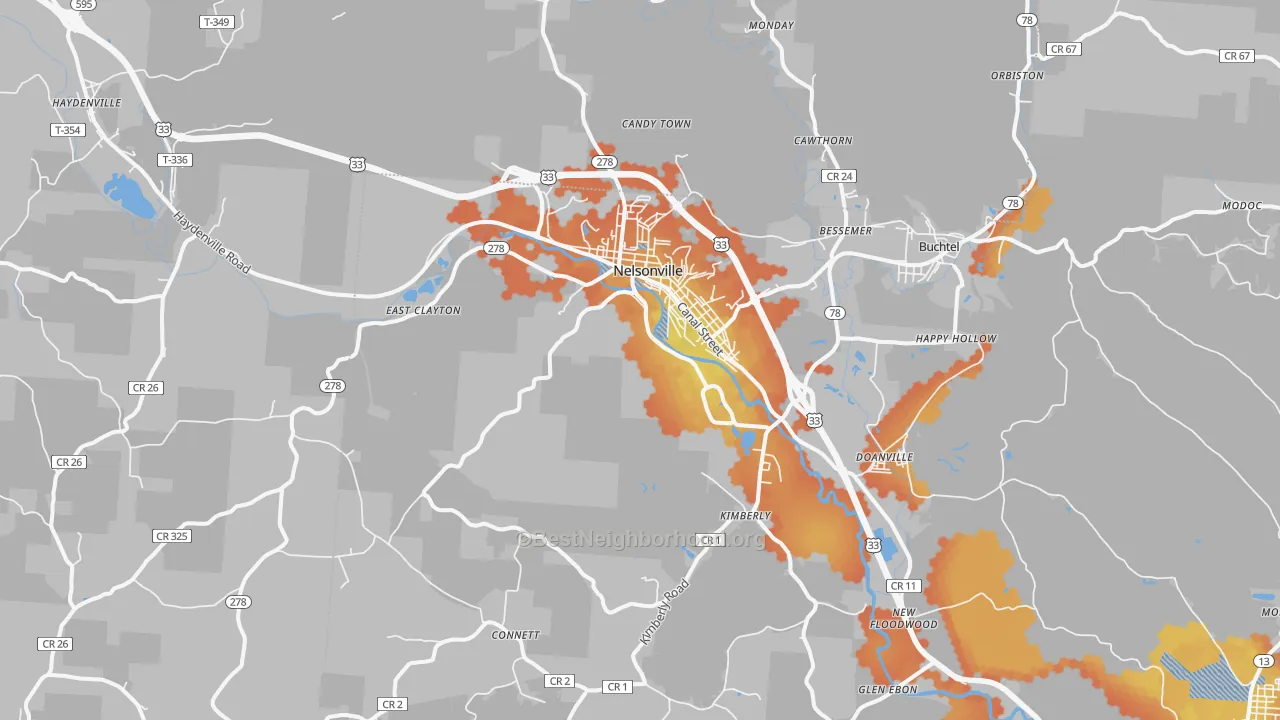 Bike Grade map of 45764, OH