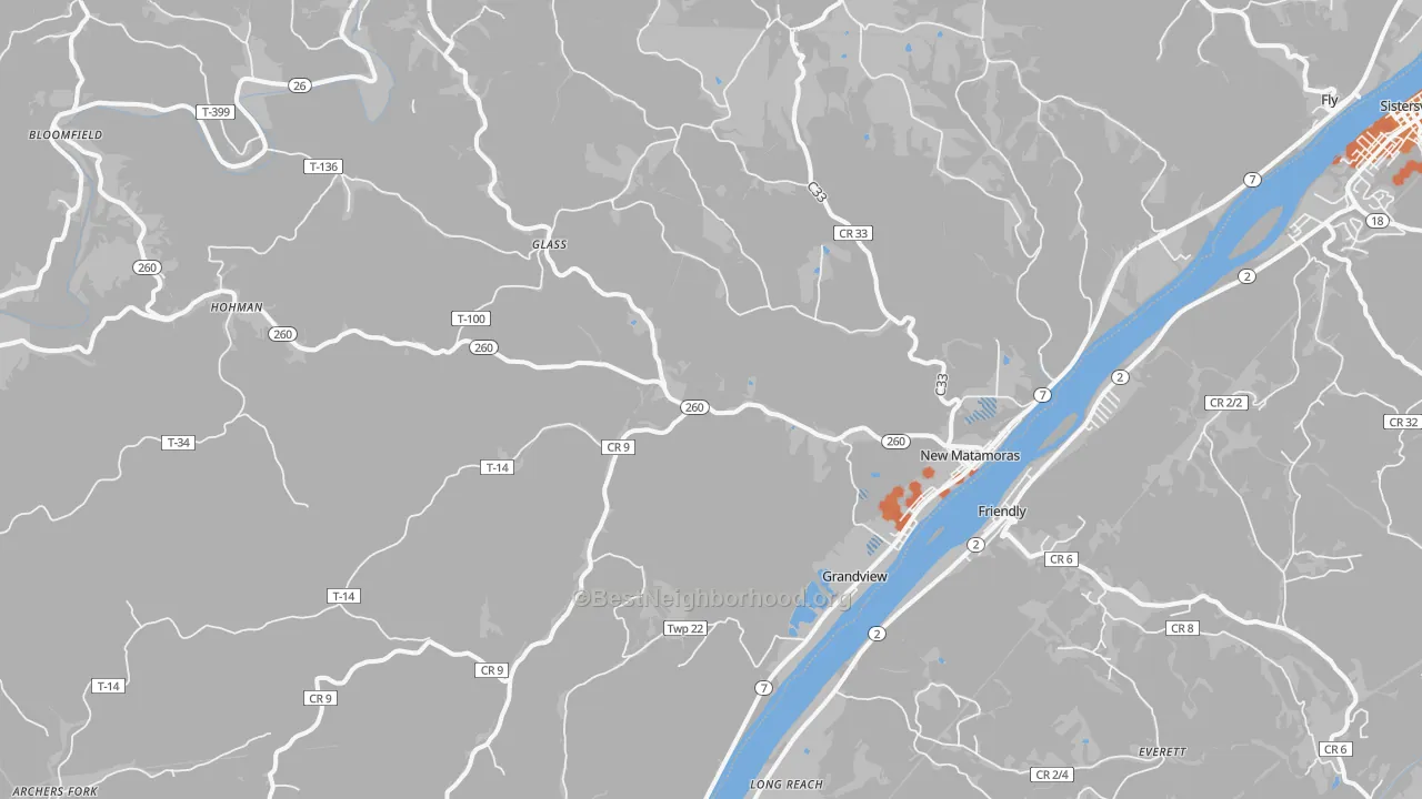 Bike Grade map of 45767, OH