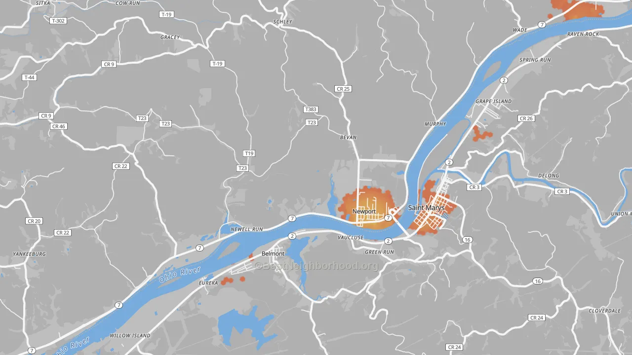 Bike Grade map of 45768, OH