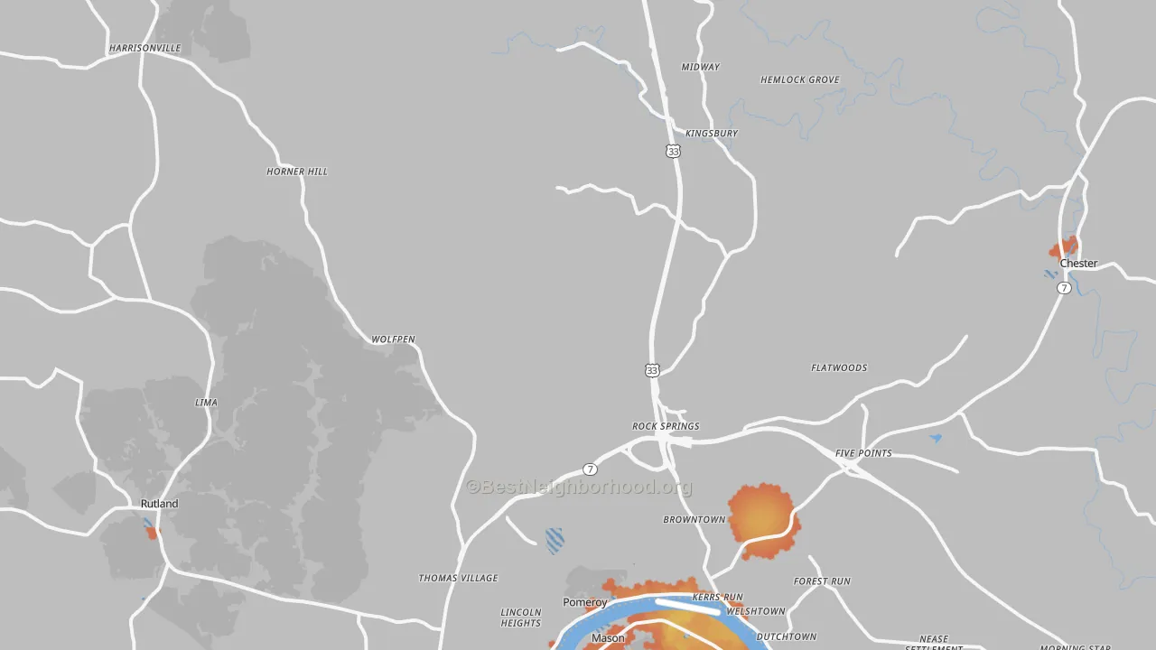 Bike Grade map of 45769, OH