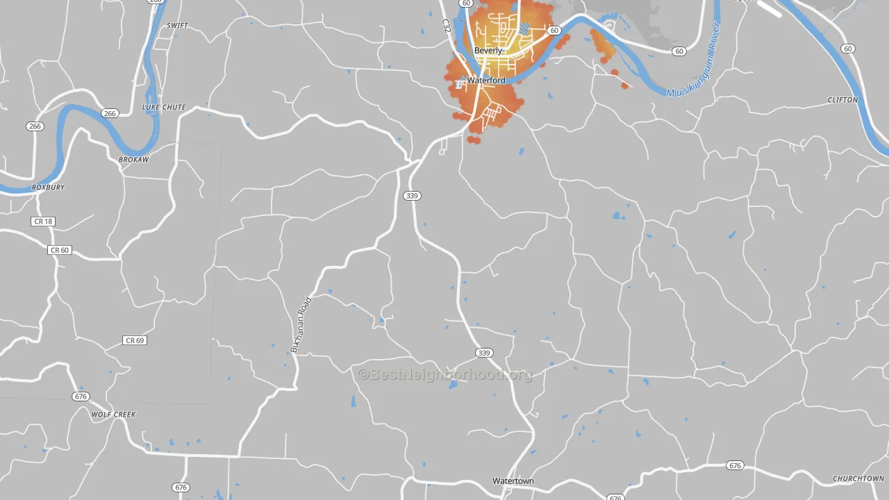 Bike Grade map of 45786, OH