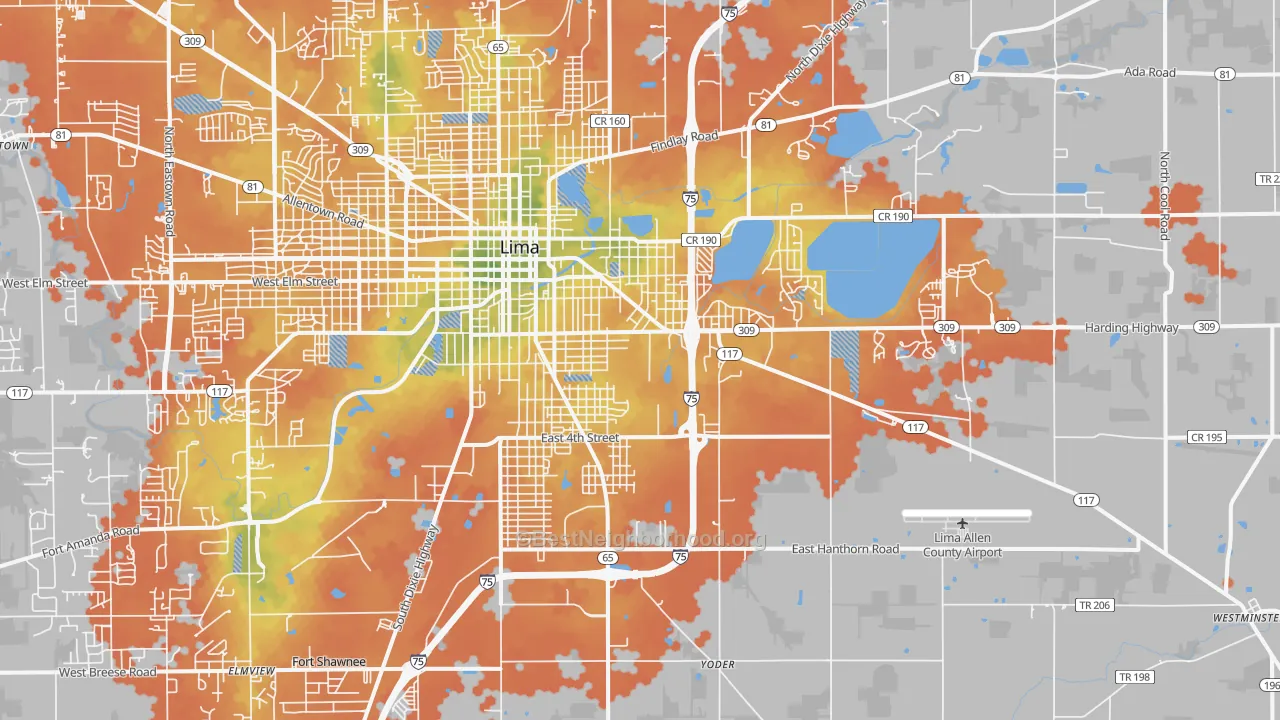 Bike Grade map of 45804, OH