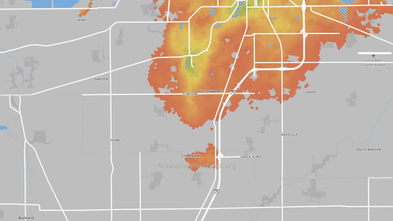 Bike Grade map of 45806, OH