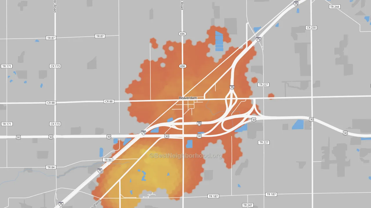 Bike Grade map of 45808, OH