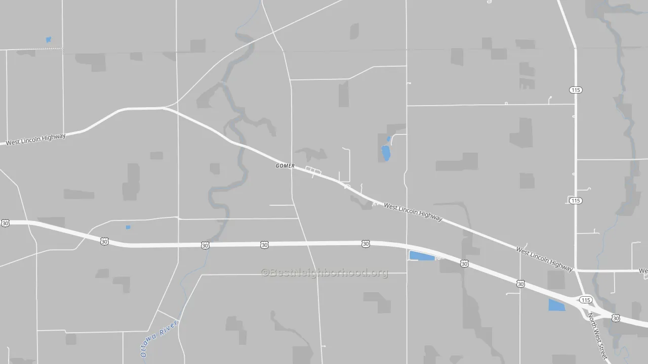 Bike Grade map of 45809, OH